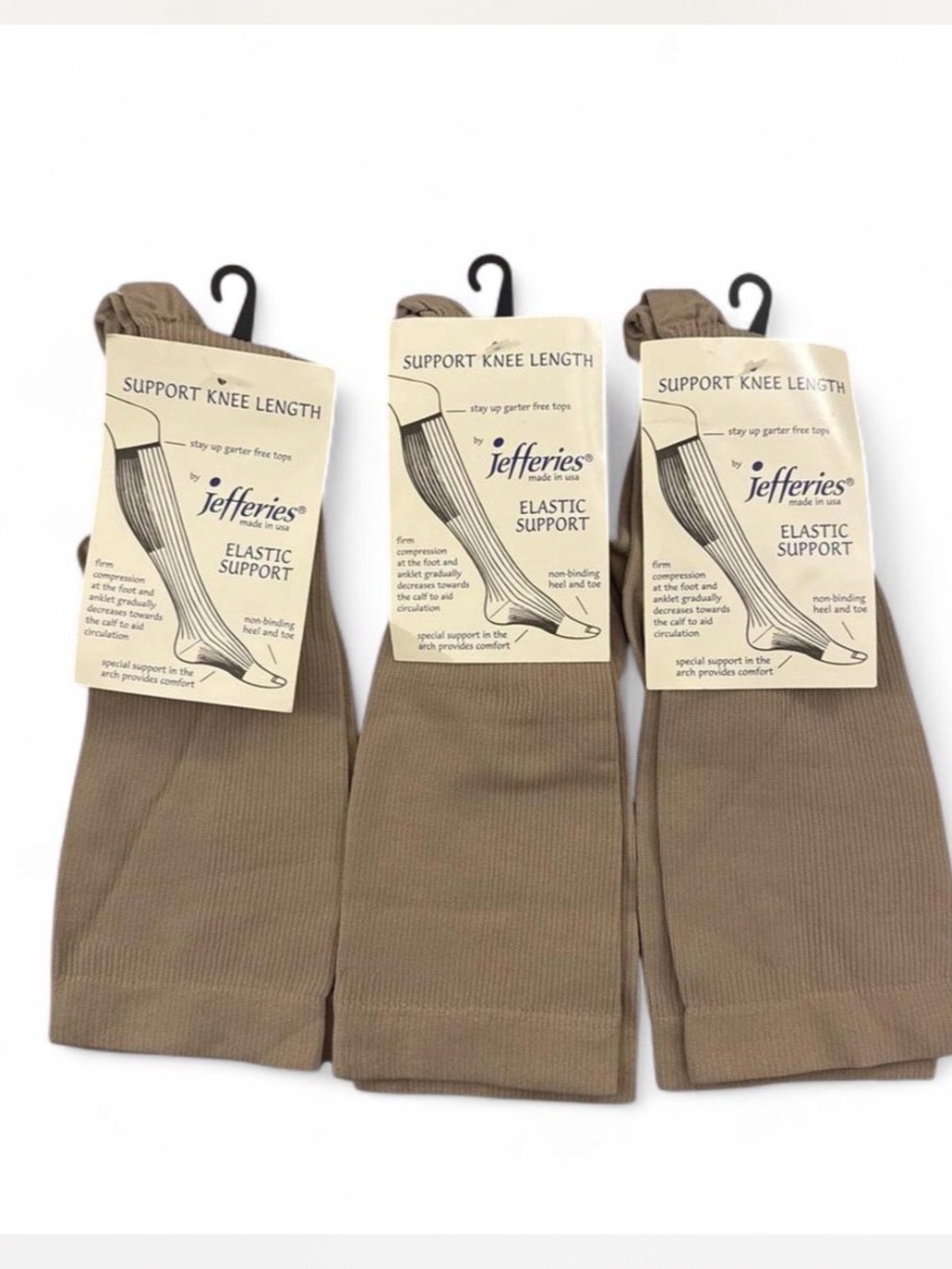 Jefferies Elastic Support Knee Length Socks Tan